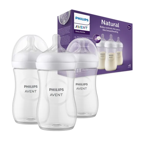 Philips Avent Natural Response-nappflaska – 3 x 260 ml nappflaskor för nyfödda och äldre, BPA-fri, 1+ månader (modell SCY903/03)