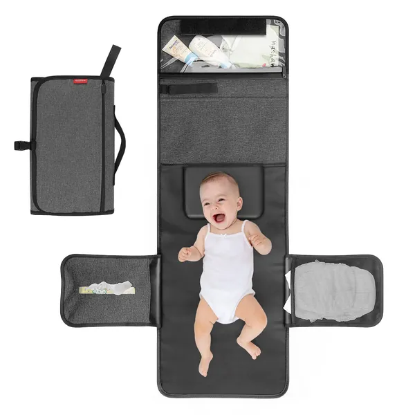 ALLONWAY Baby skötbädd, bärbar skötmatta, vikbara mattor för resor med förvaringsfickor för småbarn, spädbarn och nyfödda, hemma, utomhus