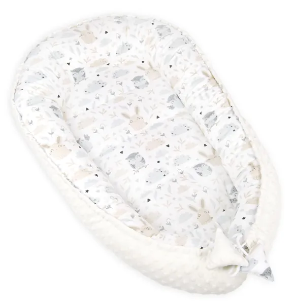 Pimko Babynest, minkymaterial, babybädd för bebis, gosigt bo babykokong för spädbarn och nyfödda, bo för hemmet – Skandi-beige