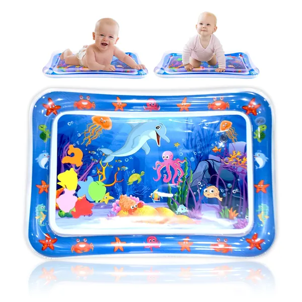 Babyvattenmatta, uppblåst vattenmatta, baby leksak vattenmatta, baby leksak vattenmatta för spädbarn och småbarn leksak baby matta 3 6 9 12 månader kul (C)
