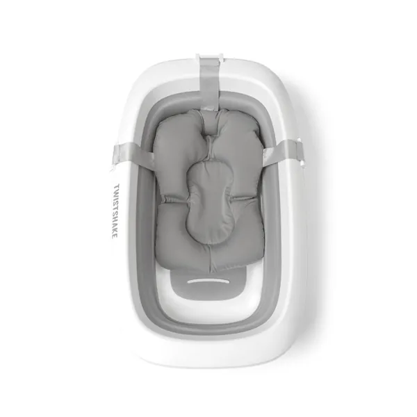 Twistshake Baby Baddkudde för Spädbarn Badkar met Tre Fixeringsband Fäst, Badmatta Flytande Stöd och Säker, Anti-slip Baddyna för Nyfödda, 0 månad+, Pastellgrått