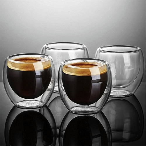 Double-wall Glass Espresso Cup - 4pcs (80ml)
