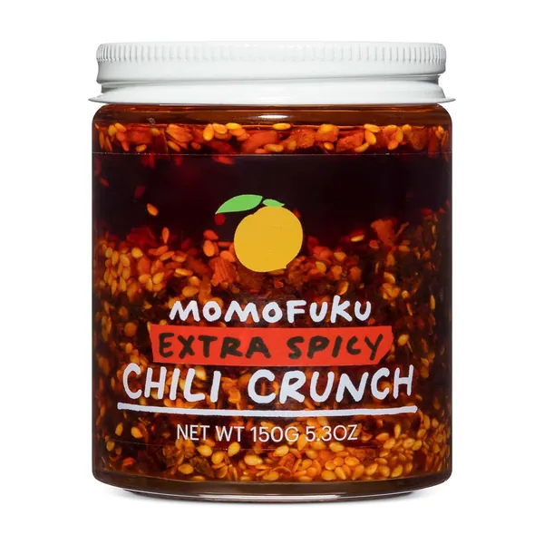 Momofuku Extra Spicy Chili Crunch by David Chang, (5.3 Ounces), Chili Oil with Crunchy Garlic and Shallots, Extra Spicy Chili Crisp for Cooking as Sauce or Topping