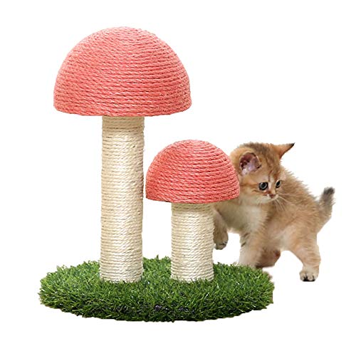 Meikuler Cat Scratching Post, Mushroom Scratcher Toys for Cats & Kittens, Natural Sisal Cat Scratchers for Cats - Pink