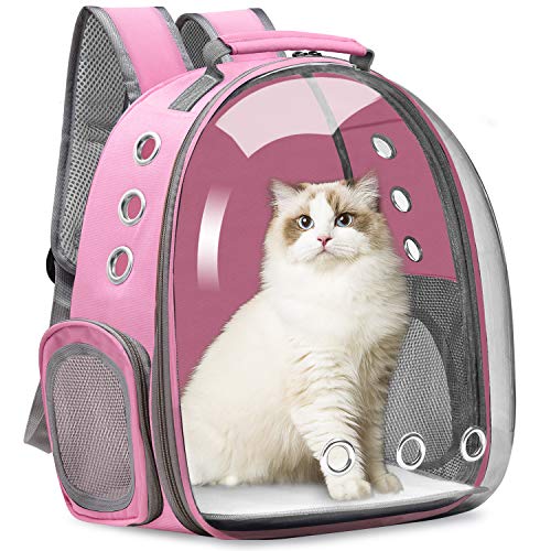 Cat Carrier Backpack, Pet Carrier Backpack Front Pack for Small Medium Cat Puppy Dog Carrier Backpack Bag Space Capsule, Pet Carrier for Travel Hiking Walking Camping (Pink) - Pink