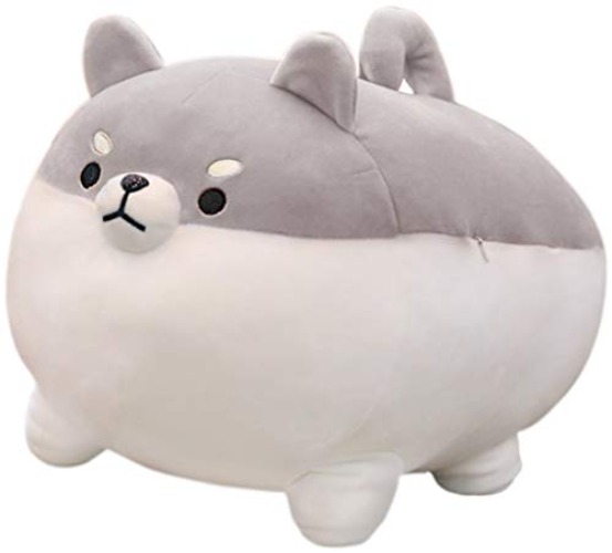 Auspicious beginning Stuffed Animal Shiba Inu Plush Dog Toy Anime Corgi Kawaii Plush Soft Pillow, Plush Toy Gifts for Girl Boy (gray, 15.7") - Gray - 15.7 inch