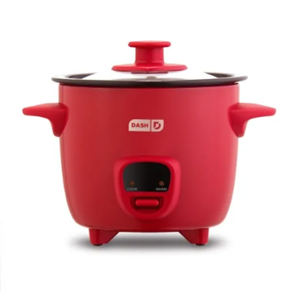Dash Mini Rice Cooker Steamer with Removable Nonstick Pot, Keep Warm Function & Recipe Guide, 2 cups, for Soups, Stews, Grains & Oatmeal - Red