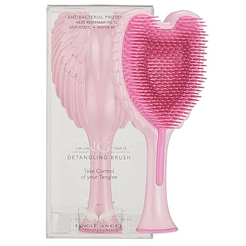 Detangling Hair Brush - Anti Static Angel Wing Hair Brush with Soft & Flexible Bristle for Straight & Wavy Hair - Tangle Angel Hair Detangler Brushes for Blow Drying & Shower - Gloss Pink - Gloss Pink