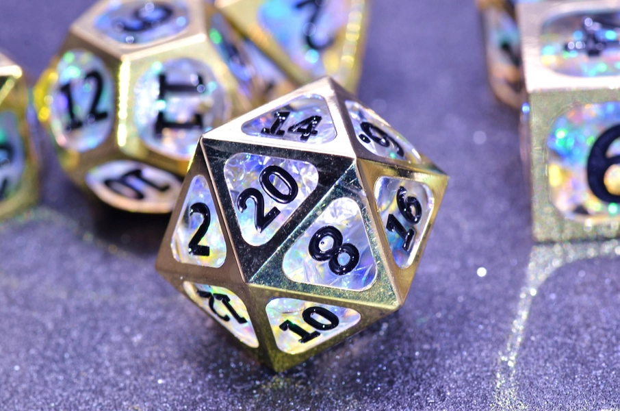 Golden cage DND dice,Arcane metal magic D&D dice,Metal-Resin dice set,Dungeons and Dragons wizard dice ,Sharp Edge Polyhedral Dice Gift