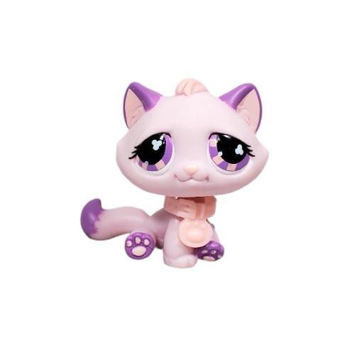 Authentic Littlest Pet Shop LPS Kitten Cat #576 Purple Pink Clover Eyes
