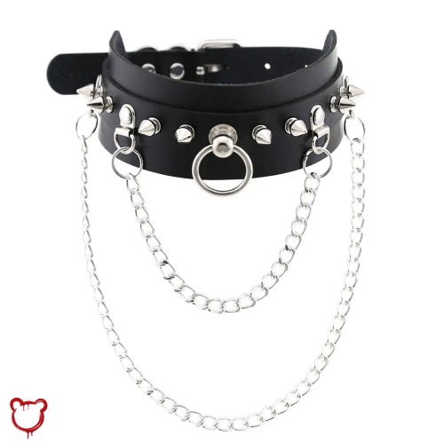 Gothic Spiked Choker Necklace - Black