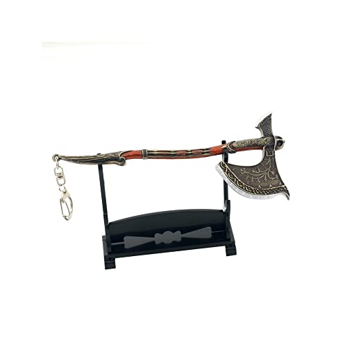 1pc God of War Chaos Blade Thunder Hammer Axe Sword Weapon Model Keychain with Display Stand - Standard Model 4