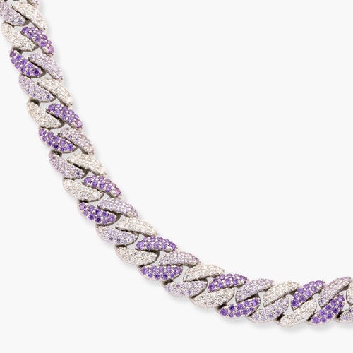 Purple Iced Out Cuban Link Chain - 10mm