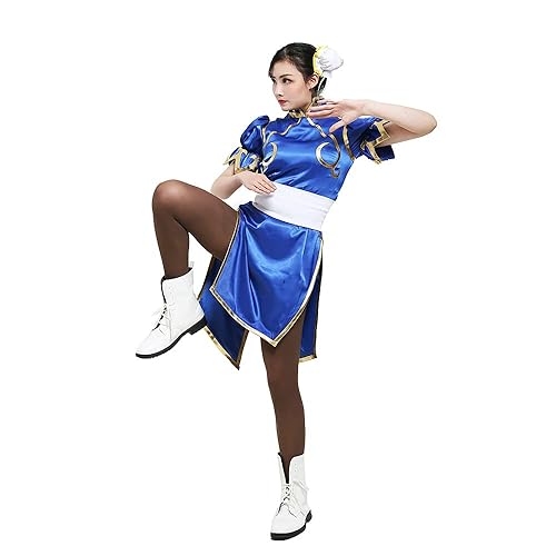 miccostumes Women's Game Costume Fighter Cosplay Cheongsam with Waistband and Headdress - 1X-2X