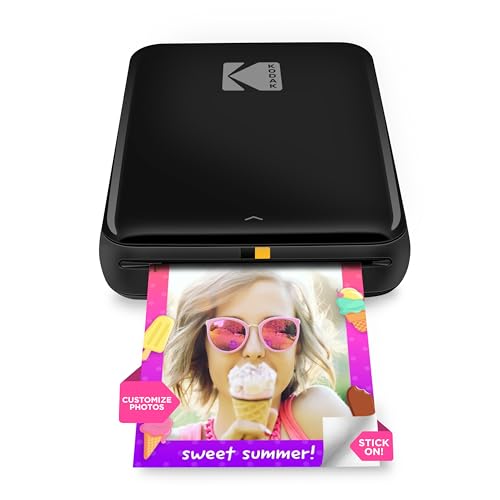KODAK Step Wireless Mobile Photo Mini Color Printer (Black) Compatible w/ iOS & Android, NFC & Bluetooth Devices, Black, 2x3 - Printer - Black