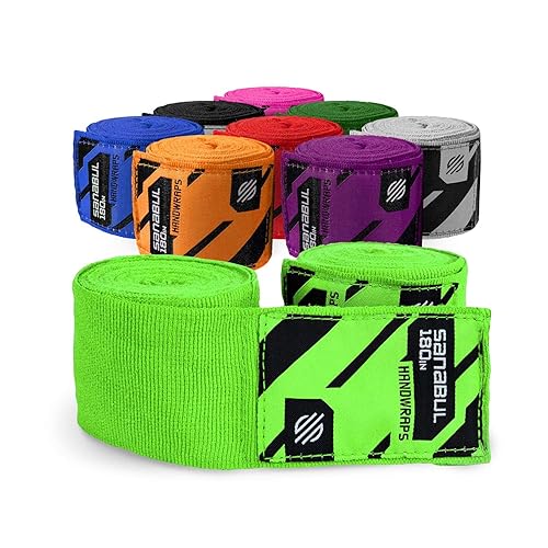 Sanabul Elastic 180 inch Boxing Hand Wraps for Boxing Gloves Muay Thai Kickboxing MMA Wraps for Men & Women - Green - 180"