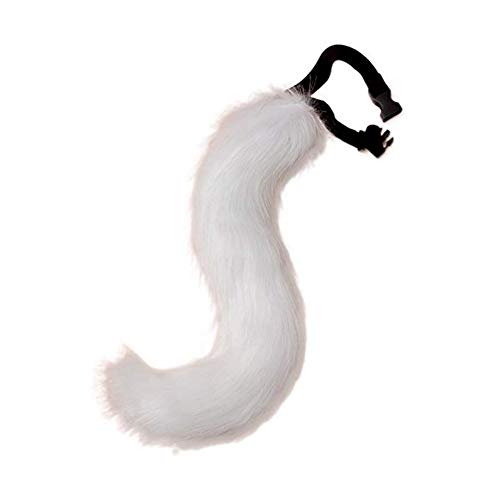 JUNBOON Faux Fur Tail for Cosplay Halloween Party Costume - White