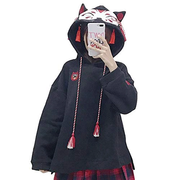 YOMORIO Süßer Anime-Hoodie für Damen, Fuchsohr, Cosplay, Lolita, lässiges Sweatshirt für Halloween