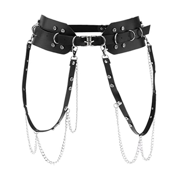 Hellery Damen Punk-Jeansgürtel Taillengürtel Rock Gürtel mit Metallkette, für Vereinskleidung, , Cosplay, Kostümparty, Halloween