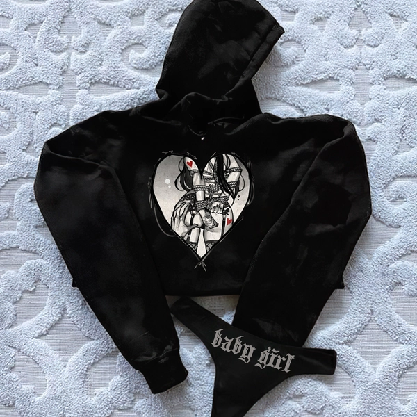 Baby Girl Printed Women's Cropped Hoodie & Thong Sets