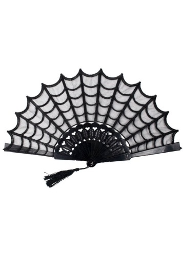 Kreepsville Spiderweb Lace Hand Waaier Zwart | Zwart / ONE SIZE