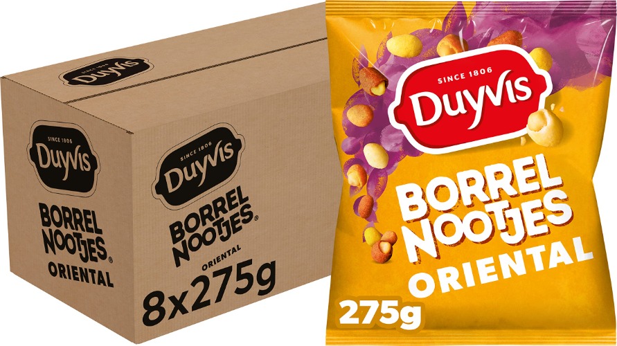 Duyvis Borrelnootjes Oriental, Doos 8 stuks x 275 g