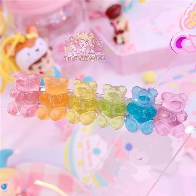 Gummy Bear Hair Clippies | Darker Rainbow