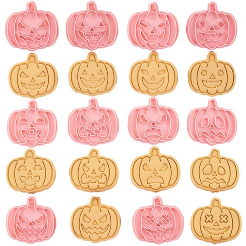 Orapink Pompoen koekjessnijder, set van 10 stuks, Halloween koekjessnijder, plastic koekjessnijder voor Halloween bakken.