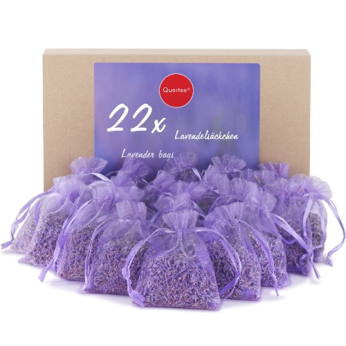 Quertee 22x6g lavendelzakjes als geurzakjes met geurige lavendel - bescherming tegen motten in de kledingkast - lavendel om te slapen en te ontspannen