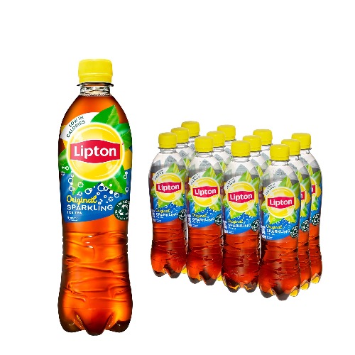 Lipton Original Ice Tea Sparkling een heerlijk verfrissende ijsthee - 12 flessen - 500 ml - Voordeelverpakking