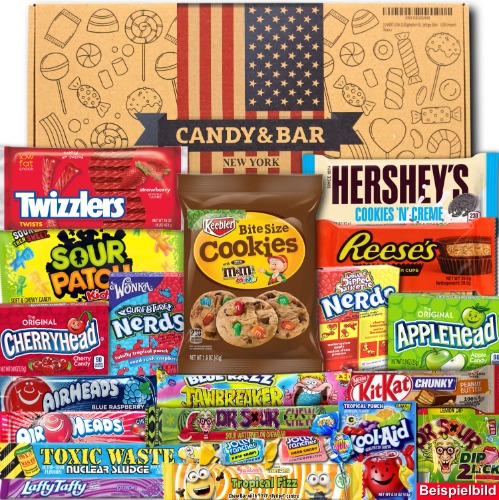 Candy&Bar Jumbo USA Snoepdoos, Amerikaanse snoepdoos, doos vol bestseller, import, 21-delige doos, USA Sweets