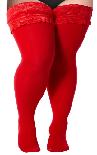 Moon Wood Plus Size Dij Hoge Kousen Womens 55D Semi Sheer Siliconen Kant Top Stay Up Lingerie Dij Hoge Panty