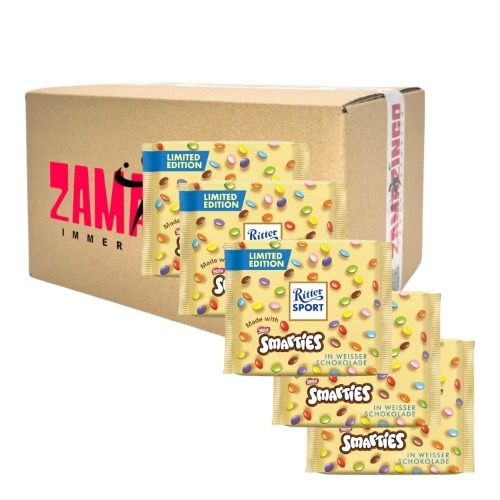 Ritter Sport 100 g bord witte chocolade met Smarties, Limited Edition (verpakking van 5) - 5er Pack