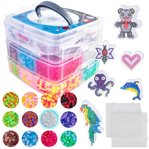 La Manuli 10000 Strijkkralen Met Elk Merk Kralen Compatibel - Glitter - Full Colour - Glow in the Dark Kralen - 5mm - 23 Kleuren - VOLLEDIGE SET - XL Koffer Glitter
