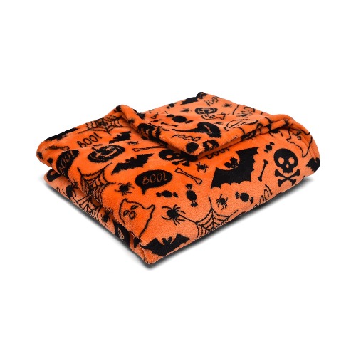 Bedlam - Fleecy bedsprei voor Halloween - Boo - 120 x 150 cm in oranje - Halloween Boo