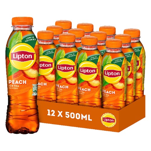 Lipton Peach Ice Tea, verfrissende ijsthee - 12 x 500 ml - Voordeelverpakking