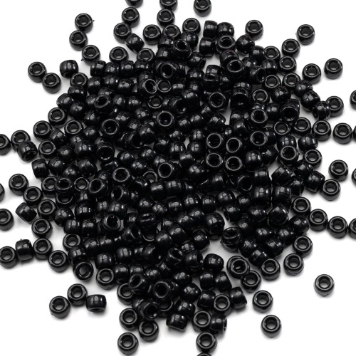 Gxueshan 1000 Pcs Acryl Zwarte Pony Kralen 6X9Mm Bulk Voor Vriendschap Armband Ketting Sieraden Maken Oorbel Haar Vlechten - Zwart