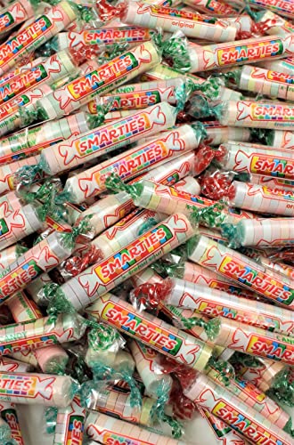 Smarties Candy Bulk - 3 Flavor Variety - 4 LB Bag of Original Smartie, Extreme Sour Smarties & Tropical Smartees - Smarties Bulk Candy – Giant Smarties Bag of Candy Rolls - With Queen Jax Magnet