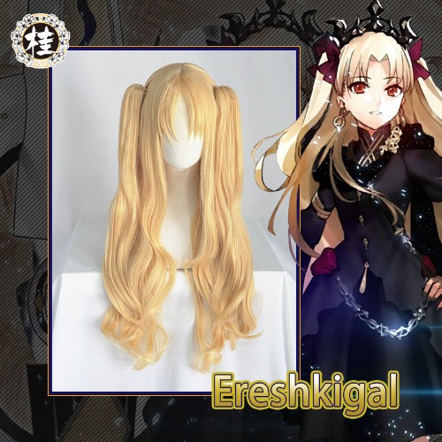 UWOWO Fate Grand Order Ereshkigal Cosplay Wig 80cm long Gold Double Tail Cosplay Hair