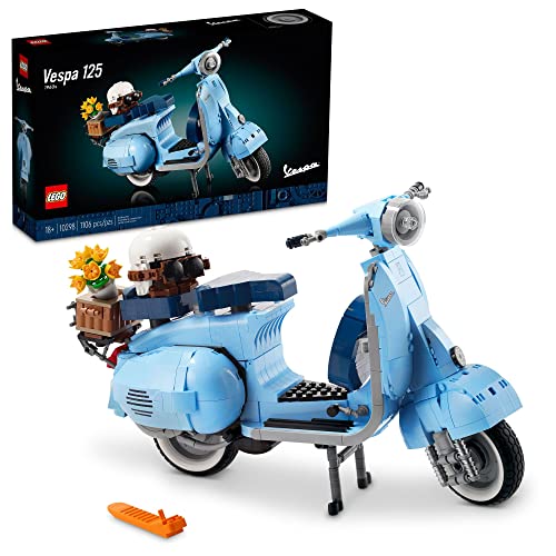 LEGO Icons Vespa 125 Scooter Model Building Kit, Iconic Vintage Italian Moped Model Display, Home Décor Set for Adults, Relaxing Creative Hobbies, Gift for Valentines Day for Him and Her, 10298 - Standard Packaging