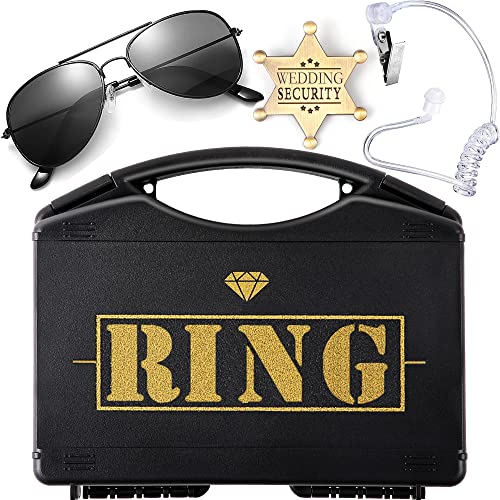 Ring Wedding Bearer Security:Ring Wedding Security Set Ring Box Bearer + Glasses + Earpiece + Badge Ring Gifts Bearer Proposal Cosplay - Simple Style