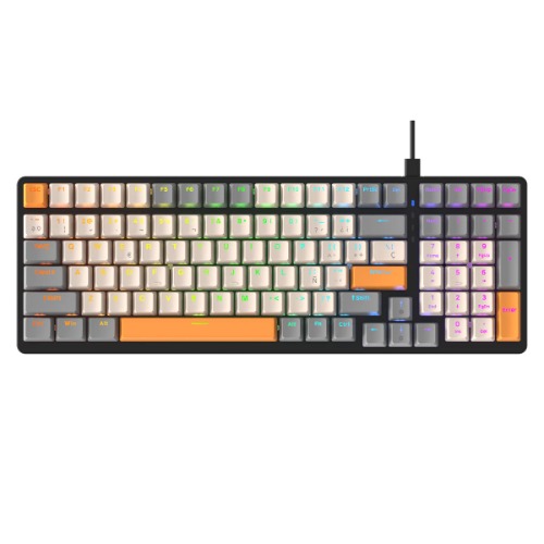 E T EASYTAO | Teclado Mecanico Español Gamer K3, RGB Teclado Mecánico Gaming con Ñ, con 10 Efectos Iluminación RGB, 98 Teclas Anti-Ghosting, Ergonómico, para PC/Mac/Tablet (Combo Gris/Swich Blue) - Combo Gris (Swich Blue)