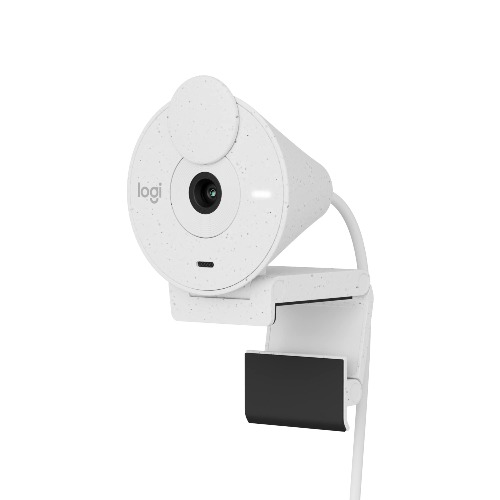 Logitech Brio 300 Cámara Web HD con Obturador de privacidad, Mic con reducción de Ruido, USB-C, Certificado para Zoom, Microsoft Teams, Google Meet, corrección automática de luz - Blanco - Blanco