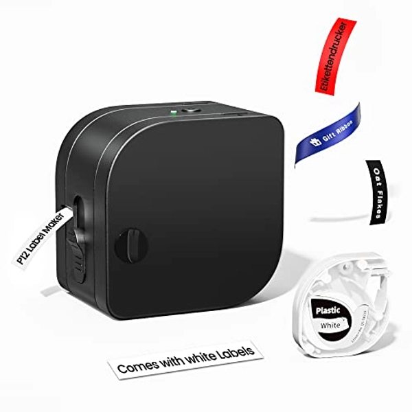 Phomemo P12 Mini Bluetooth Beschriftungsgerät Handgerät, Thermo Etikettiergerät Selbstklebend, Etikettendrucker für Zuhause, Büro und Kleinunternehmen, Wireless Label Maker für iOS & Android Phone