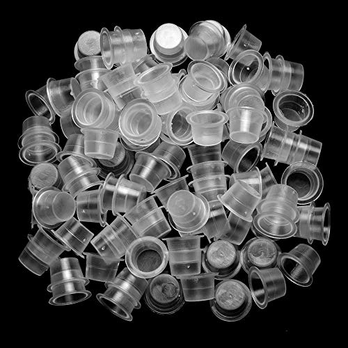 ATOMUS Tattoo Farbkappen Cups M 300 Stück Tattoo Kappe Inks Cups Transparent Pigment Cap Kunststoff Tinten Tasse Tattoo Zubehör Einweg - 300 Stück (1er Pack)