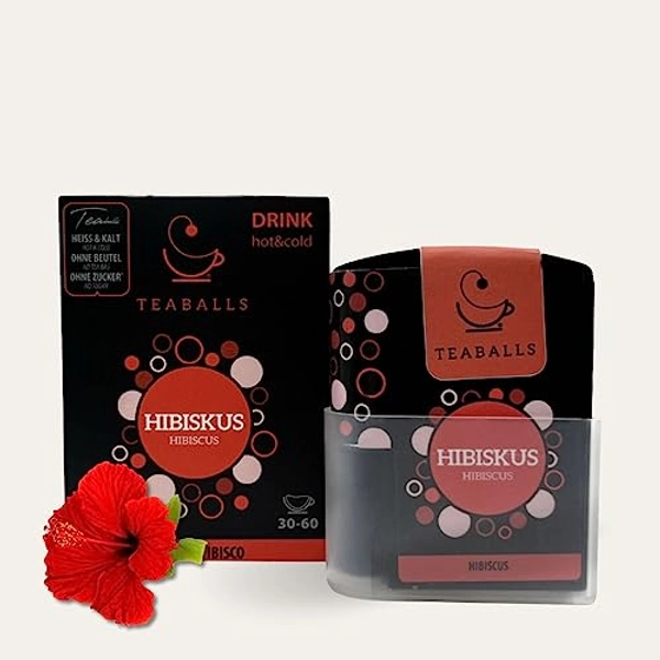 TEABALLS - Früchtetee Hibiskus (1 x 8g) | 120 Teaballs | für ca. 30-60 Tassen Tee | 100% reines Pflanzenextrakt | Bekannt aus: DAS DING DES JAHRES