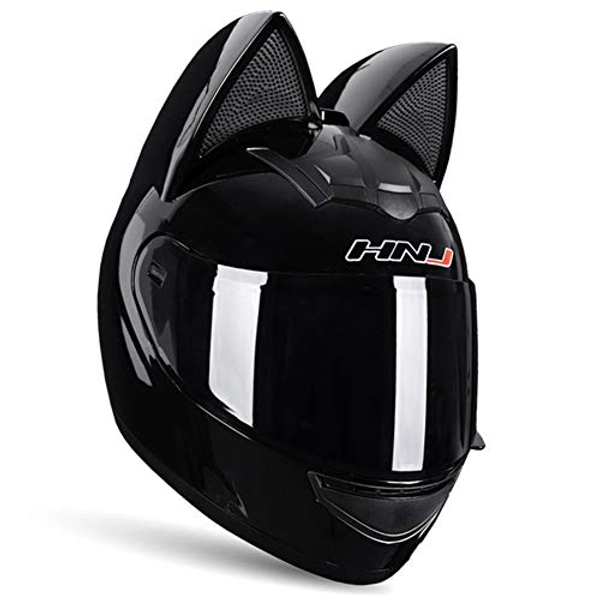DYJD Cooler Katzenohr-Motorradhelm, Motorradhelm mit Katzenohren-Dekoration, Katzenhelm für Damen und Herren