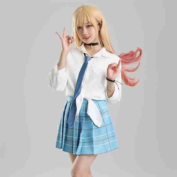 My Dress Up Dear Kitagawa Marin Cosplay JK Chemise et jupe d&#039;uniforme avec bas et cravate