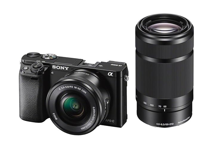 Sony Alpha 6000 Systemkamera (24 Megapixel, 7,6 cm (3") LCD-Display, Exmor APS-C Sensor, Full-HD, High Speed Hybrid AF) inkl. SEL-P 16-50 mm und SEL 55-210 mm Objektiv, 120 x 66,9 x 45,1 mm, schwarz