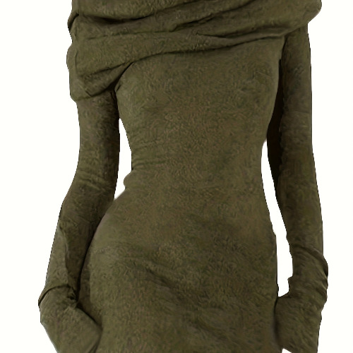 Robe À Capuche Solide, Robe Polyvalente Décontractée À Manches Longues, Vêtements Pour Femmes